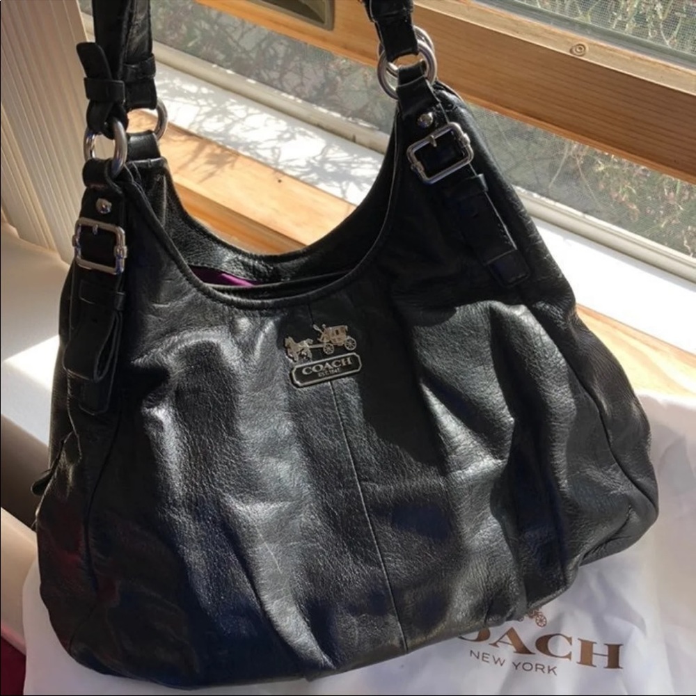 Coach Maggie Madison Black Leather Shoulder Bag